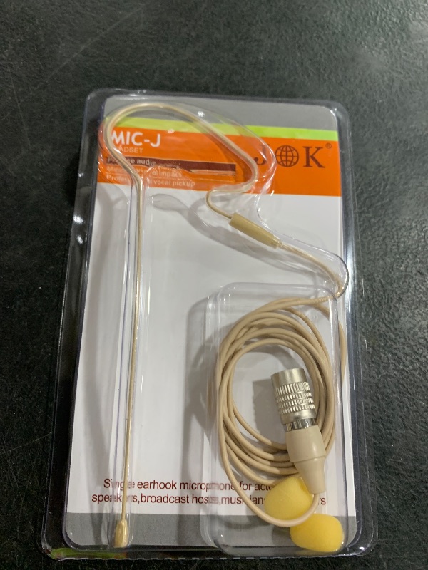 Photo 1 of J K Pro Light Weight Low Profile Single Earhook Headworn Microphone MIC-J S90 Compatible with Audio Technica Wireless Transmitter - 4Pin Hirose Connector