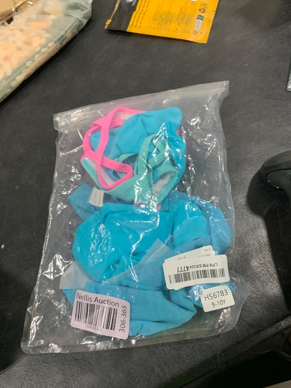 Photo 1 of ADIFUN Girls Swimsuit Size 9 Size 10 V Neck Adjustable Straps Blue Pink Bikini Set Color Block with Cover Up Skirt Bathing Suits for Teen Girls Size 8-10