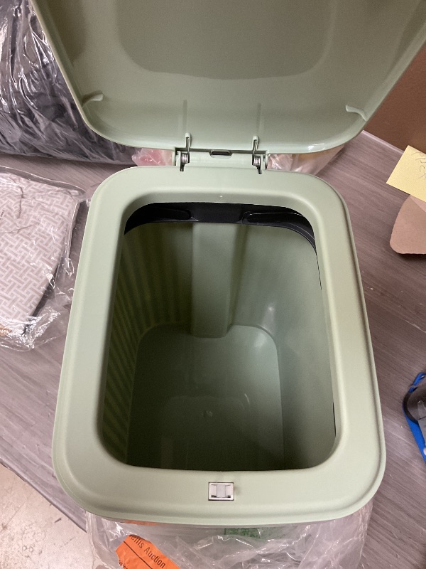 Photo 1 of Small Bathroom Trash Can with Lid Slim Soft Close Garbage Can Step Wastebasket Container Trash Bin for Office Bedroom Kitchen Living Room (1.9 Gallon Light Green)+