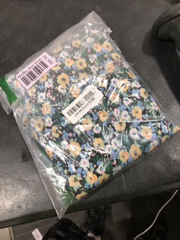 Photo 1 of NILOUFO Women Summer Casual Skirt High Waisted Elastic Flowy Tie Knot Midi A-Line Skirts with Pockets(Black Green Flowers, Small)