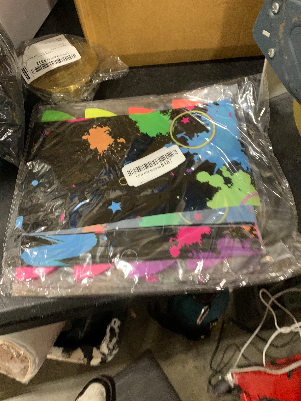 Photo 1 of 10 Pieces Glow in The Dark Party Table Decorations, Neon Table Honeycomb Centerpiece and Let's Glow Tablecloths Set - Black Light Table Topper Neon Decorations for Kids Glow in Dark Party Supplies