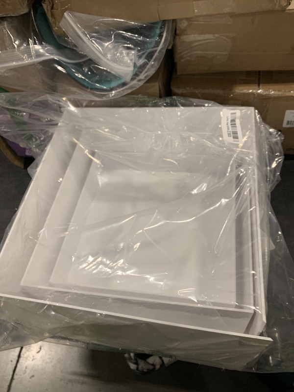 Photo 1 of Beeveer 3 Pcs Buffet Risers Food Risers for Buffet Table White Acrylic Food Display Risers and Stand 10" 11" 12" Display Stand Box with Hollow Bottoms for Catering Dessert Collectible Party Counter