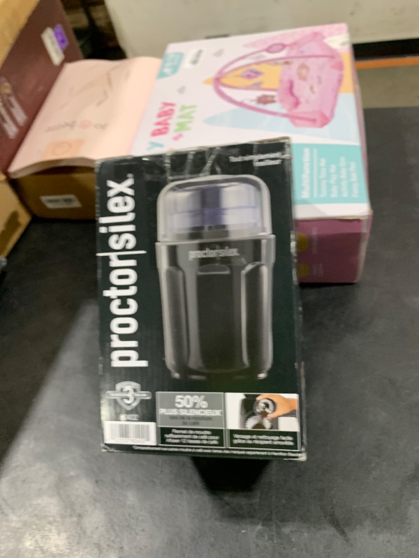 Photo 1 of Proctor Silex Sound Shield Electric Coffee Grinder for Quiet Grinding, Stainless Steel Blades, Beans, Spices and More, 12 Cups, Black (80402)
