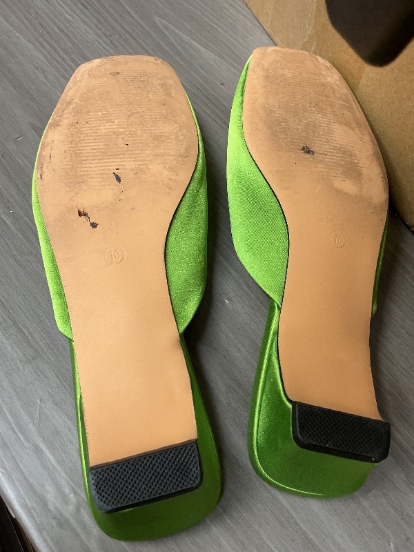 Photo 1 of Coutgo Women's Mules Low Kitten Heel Closed Square Toe Slip On Backless Dress Shoes,Size 10 Fits Large Green