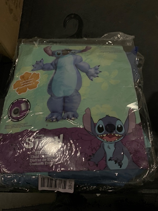 Photo 1 of Disguise Stitch Costume for Kids, Inflatable Lilo and Stitch Halloween Costume, Blow Up Jumpsuit with Fan, Child Size (up to 7-8) Multicolored