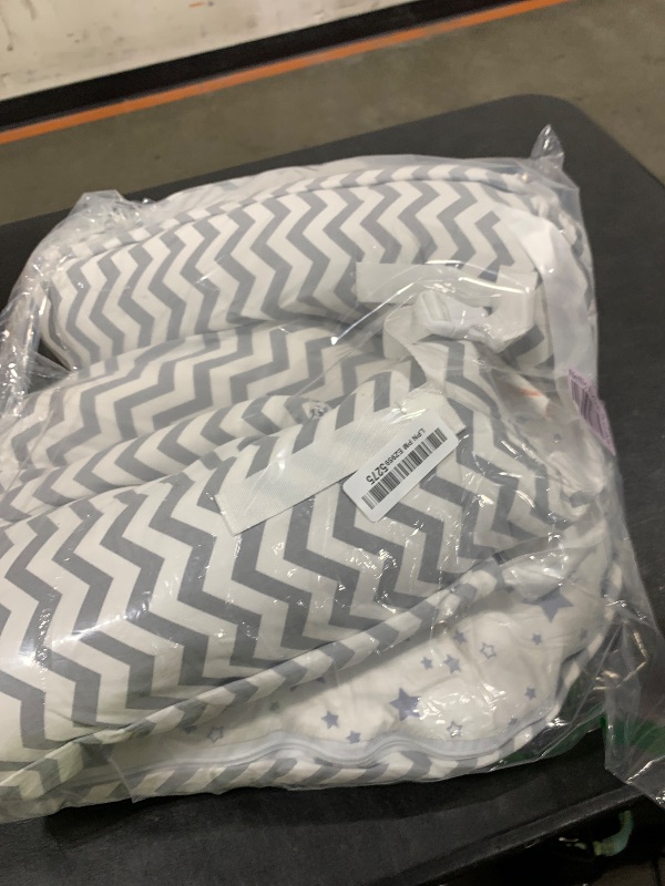 Photo 1 of Aila + Aiden Baby Lounger | Organic Cotton Infant Lounger | Reversible, Adjustable & Portable Floor Lounger | Soft, Breathable, Washable Cover - Star Collection (Gray)