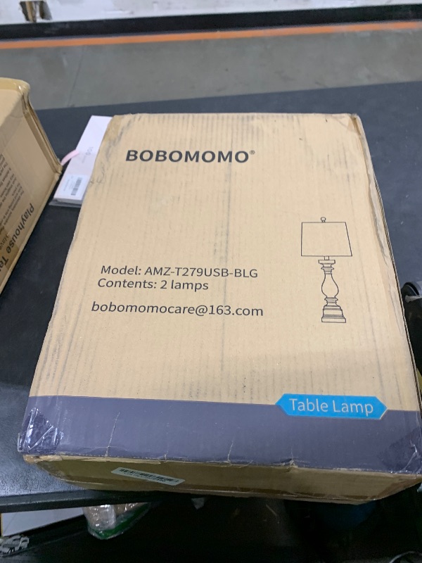Photo 1 of BOBOMOMO 27" Farmhouse Table Lamp Set of 2 with USB A+C for Bedroom Living Room Vintage Rustic Traditional Nightstand Bedside Lamps Retro Side Table Lamps (Black)