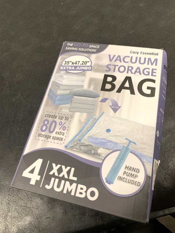 Photo 1 of 4 Pack XXL Jumbo Vacuum Storage Bags, Extra Large Vacuum Seal Bags for Comforters, Bedding, Blanket Storage, Giant Space Saver Bags for Huge Stuffed Toy(47.2x35 in)