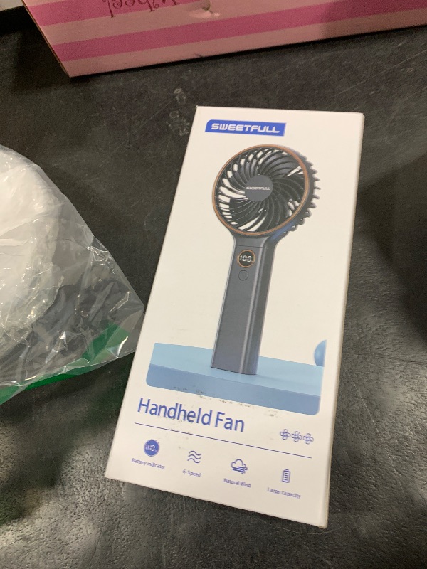 Photo 1 of SWEETFULL Handheld Portable Fan, 5000mAh Rechargeable Battery, 6 Speed Wind, LED Digital Display, Foldable Electric Personal Mini Travel Fan with Backup Power, Summer Essentials Gifts for Women Girl
