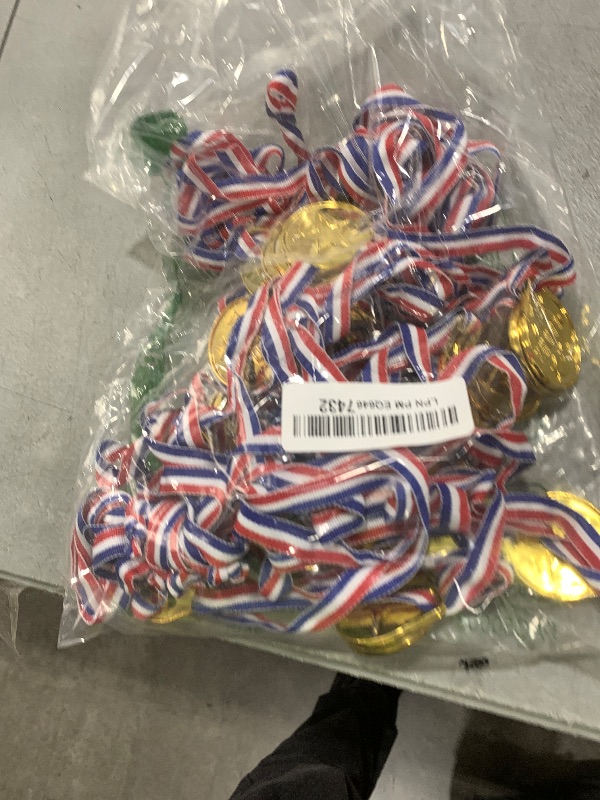 Photo 1 of Gejoy 30 Pieces Gold Plastic Winner Award Medals, Gymnastics Field Day Awards for Sports, Competition, Talent Show, Spelling Bee Birthday Party Favors Gifts(Classic Style)