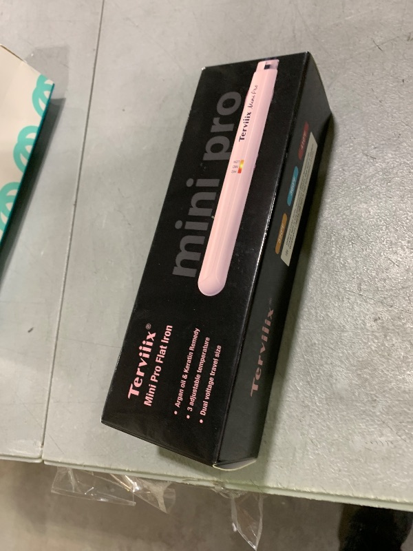 Photo 1 of Terviiix Mini Flat Iron Hair Straightener, Adjustable Temperature, Travel-Size, 1/2" Ceramic Plates, Dual Voltage, Auto-Off, Pink