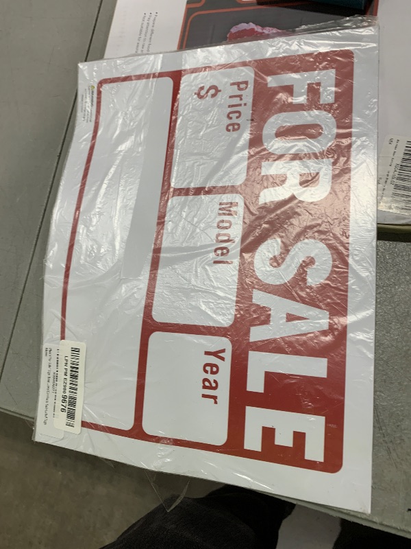 Photo 1 of Plastic"for Sale" Sign Board (Size: 9" x 12", 2 Lines, Pack of 2) Retail Store/Car/Auto Sale Label Tags