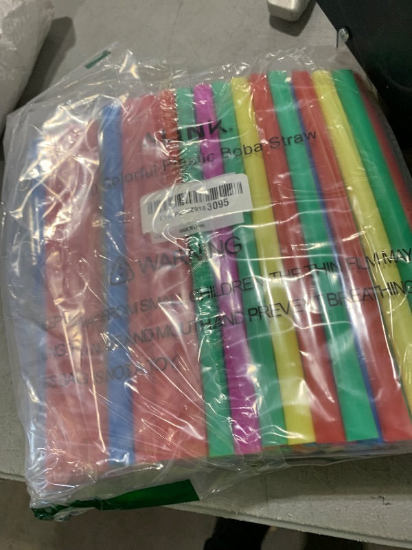 Photo 1 of 100 Extra Large Plastic Bubble Tea Smoothie Straws, 1/2" Wide X 8 1/2" Long Boba Straws