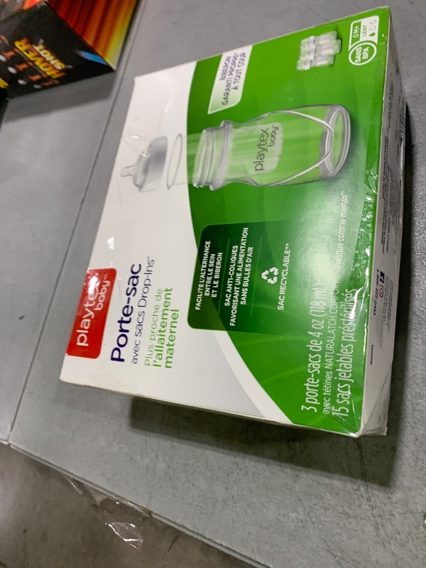 Photo 1 of Diaper Genie Playtex Baby Nurser Bottle with Pre-Sterilized Disposable Drop-Ins Liners, Closer to Breastfeeding, 4 Ounce Bottles, 3 Count