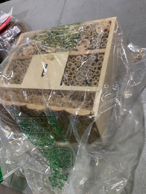 Photo 1 of Wildlife Friend I Bee Hotel Insect Hotel - 29.5 x 28 x 10 cm - untreated, Solid Wood bee House for Bees, Ladybugs & lacewings - Hanging Insect House & Nesting aid