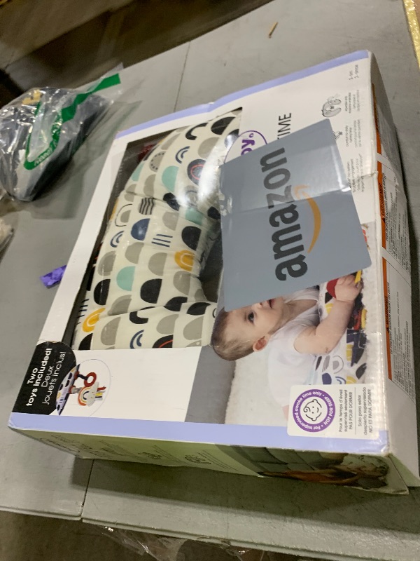 Photo 1 of Boppy Tummy Time Prop, Black and White Modern Rainbows with Teething Toys, A Smaller Size for Comfortable Tummy Time, Attached Toys Encourage Neck and Shoulder Strength Building