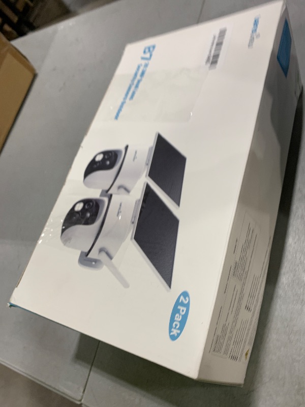 Photo 1 of wansview Security Cameras Wireless Outdoor-2K Dual Lens Home Security Cameras, 360° View, Solar Panel Battery Powered, Color Night Vision, PIR Sensor, IP65 Waterproof, Work with Alexa, B7 2P White