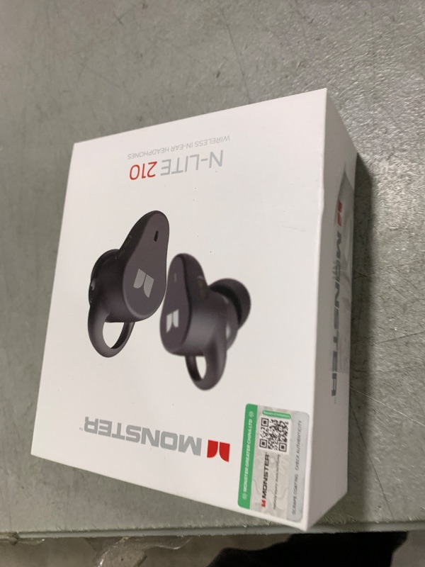 Photo 1 of Monster N-Lite 210 Wireless Earbuds, Bluetooth 5.4 in-Ear Stereo Headphones, Built-in Mic for Crystal Clear Call, 32H Playtime, Type-C Charging, Waterproof in-Ear Ear Buds Earphones for Sports, Grey