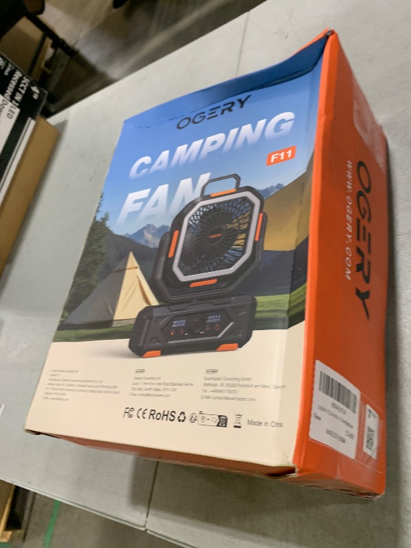 Photo 1 of OGERY 2025 Upgraded Camping Fan, Portable Rechargeable Fan with 20000mAh Battery Powered, Stronger Wind, Stepless Speed Regulation, Fast Charging for Tent, Travel, Car, Outdoor Camping Essentials