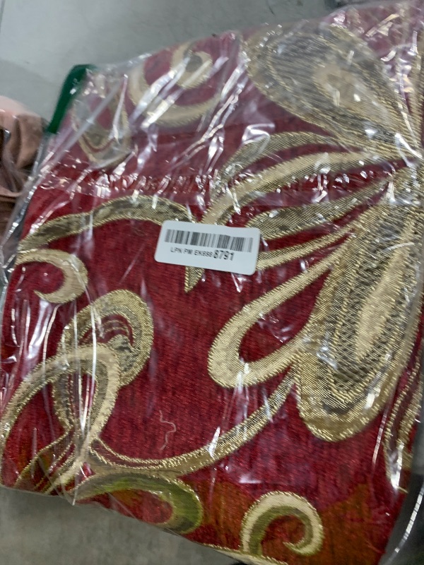 Photo 1 of Chenille Chateau Vintage Floral Design 18" X 18" Decorative Cushion Cover, Color Burgundy