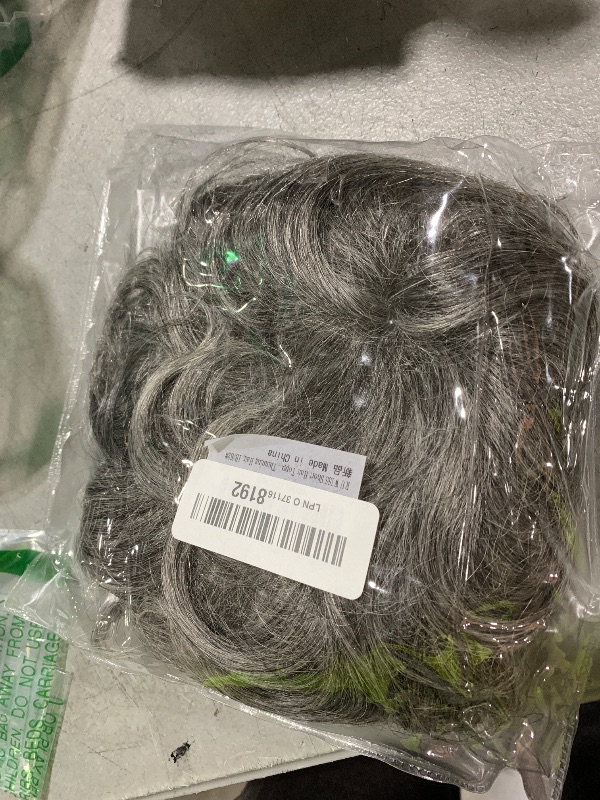 Photo 1 of RUWISS Short Hair Toppers for Women Real Human Hair, 5x5.5 Base Pixie Cut with Bangs, Clip-In Curly Hair Pieces for Women with Thinning Hair, Gray and White Tips