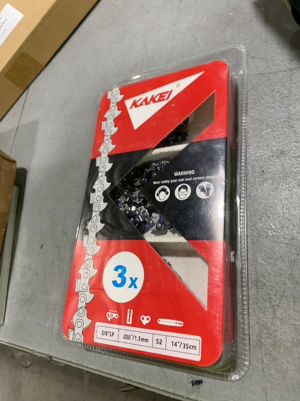 Photo 1 of KAKEI 14 Inch Chainsaw Chain 3/8" LP Pitch .050" Gauge 52 Drive Links Fits Husqvarna 120, Echo CS-310, Ryobi RY3714 and More- S52 (3 Chains)