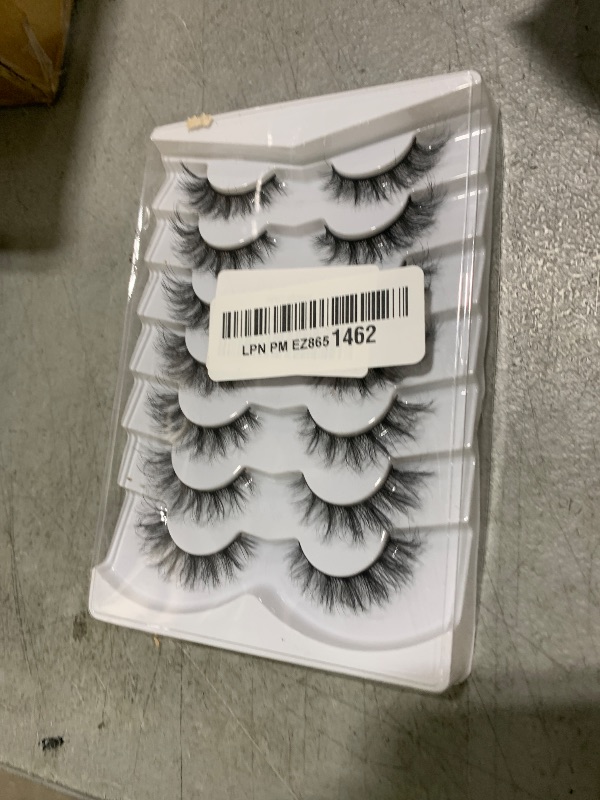Photo 1 of Pooplunch False Eyelashes Cat Eye Look Lightweight Natural Wispy 8D Volume Faux Mink Lashes Short Curly Fake Eyelash Strips 7 Pairs Pack