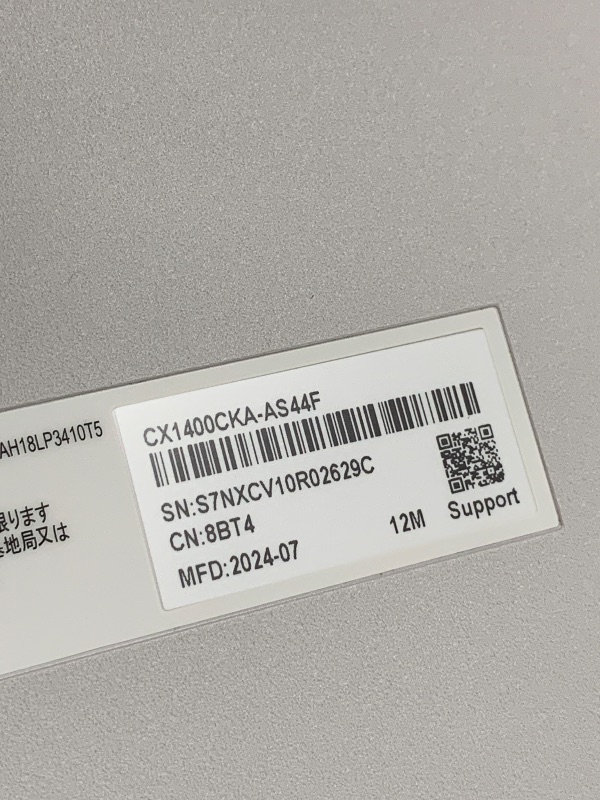 Photo 1 of ASUS Chromebook CX1, 14" FHD, Intel® Celeron N4500 Processor, 64GB Storage, 4GB RAM, ChromeOS, Transparent Silver, CX1400CKA-AS44F