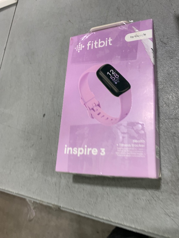 Photo 1 of Fitbit Inspire 3 Health &-Fitness-Tracker with Stress Management, Workout Intensity, Sleep Tracking, 24/7 Heart Rate and more, Lilac Bliss/Black, One Size (S & L Bands Included)