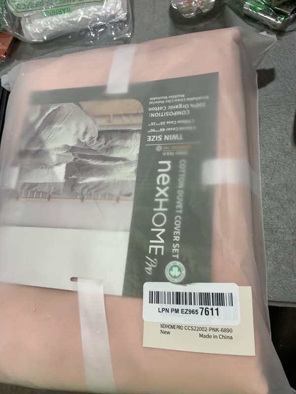 Photo 1 of NEXHOME PRO Duvet Cover Set Kids Twin Size Linen Feel Textured Organic Natural 100% Washed Cotton Duvet Cover 2 Pieces Bedding Set with Zipper Closure, Breathable, Dusty Pink(No Comforter)