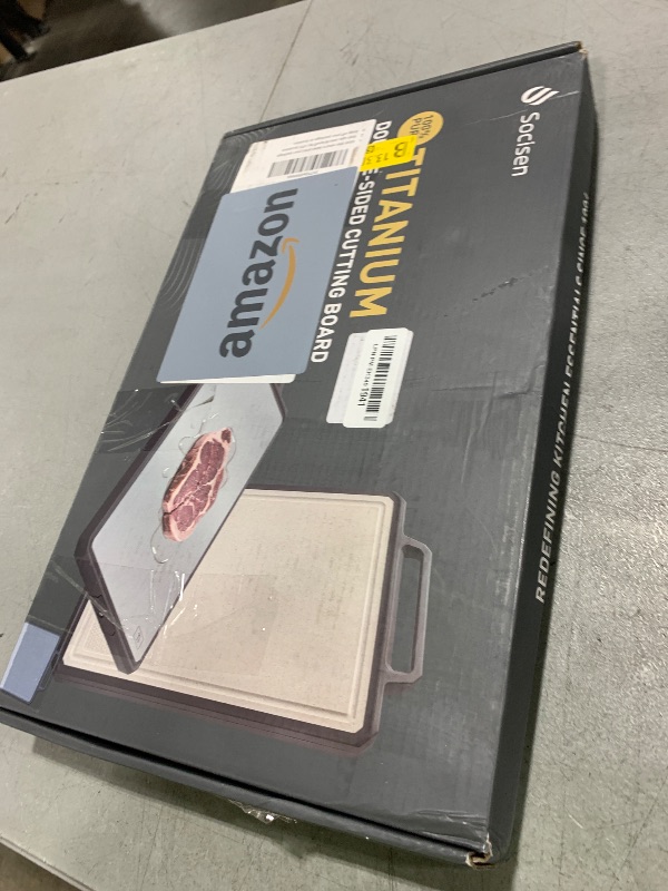 Photo 1 of Titanium Cutting Boards for Kitchen Chopping Board with Handle Large Big Small Kitchen Meat Butcher Block 2 in 1 Pure Titanium and Wheat Straw PP Not Wood Bamboo Plastic Silicone Teak Grey/White