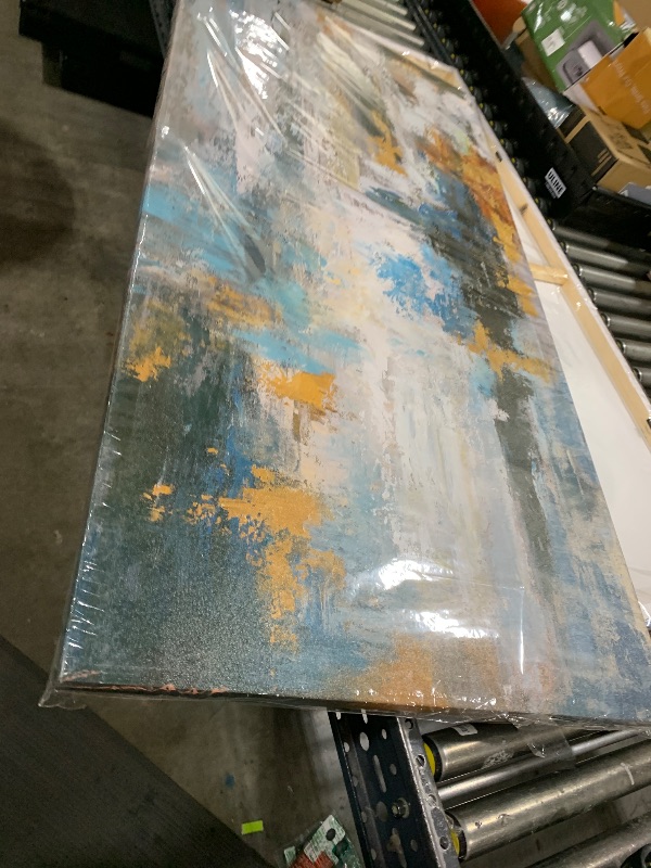 Photo 1 of Abstract Wall Art Large Canvas Picture Modern Blue Grey Brown Artwork on Canvas Prints Wall Decoration for Living Room Bedroom Bathroom Kitchen Office Home Wall Decor Framed Ready to Hang 29" x 58"