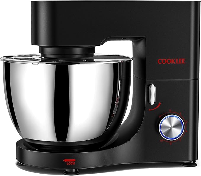 Photo 1 of COOKLEE Stand Mixer, 9.5 Qt. 660W 10-Speed Electric Kitchen Mixer with Dishwasher-Safe Dough Hooks, Flat Beaters, Wire Whip & Pouring Shield Attachments for Most Home Cooks, Black
