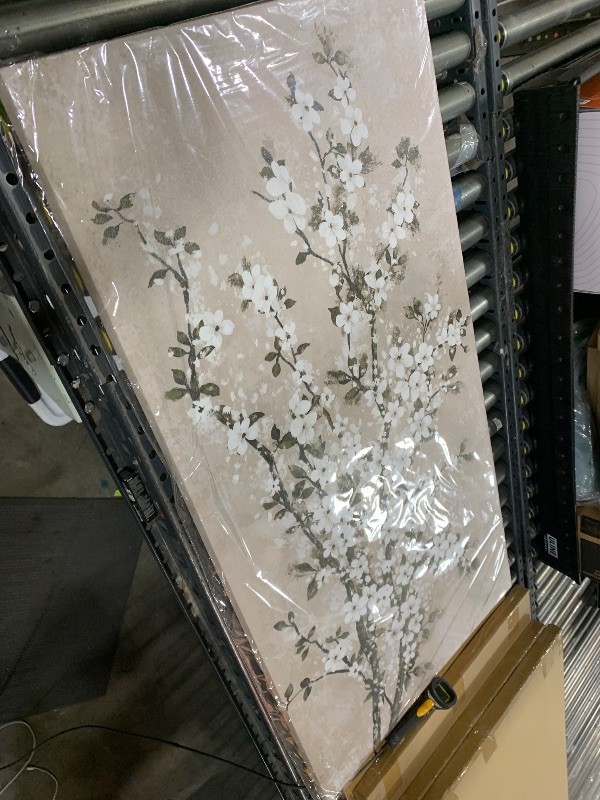 Photo 1 of VEAEE White Blossom Branches Wall Art, Floral Canvas Prints, Living Room Decor Abstract Flowers Painting Canvas Pictues, Contemporary Artwork Bedroom Office Kitchen Wall Decor Ready to Hang 24"x48"