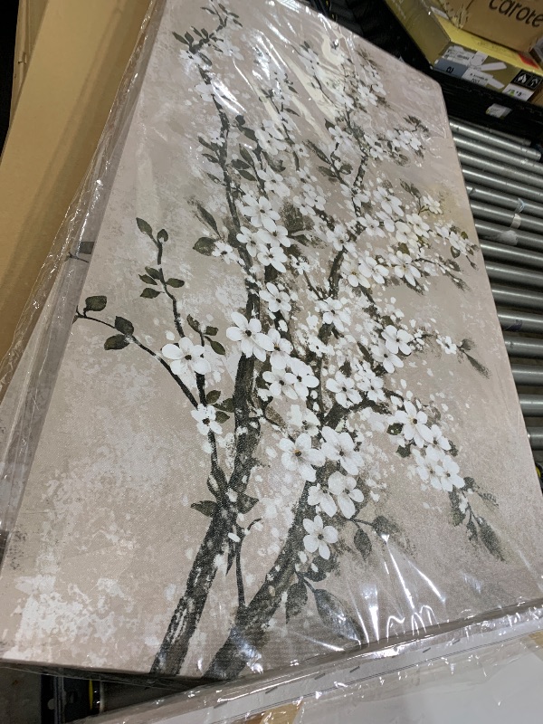 Photo 1 of VEAEE White Blossom Branches Wall Art, Floral Canvas Prints, Living Room Decor Abstract Flowers Painting Canvas Pictues, Contemporary Artwork Bedroom Office Kitchen Wall Decor Ready to Hang 24"x48"