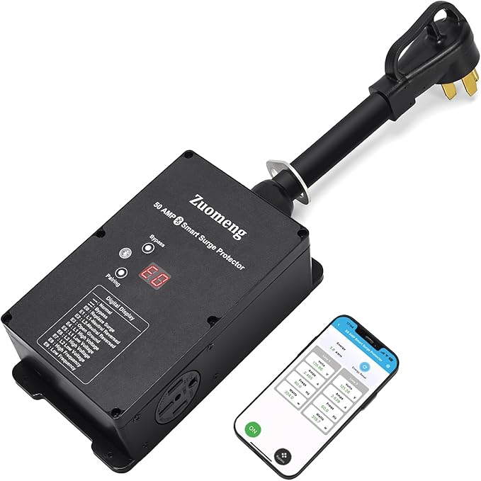Photo 1 of Zuomeng Bluetooth 50 Amp RV Surge Protector with Auto Shutoff & Replaceable Surge Protection Module – UL Certified