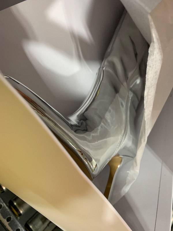 Photo 1 of The Drop Women's Gemini Tall Heeled Boot, Silver Mirror, 8
