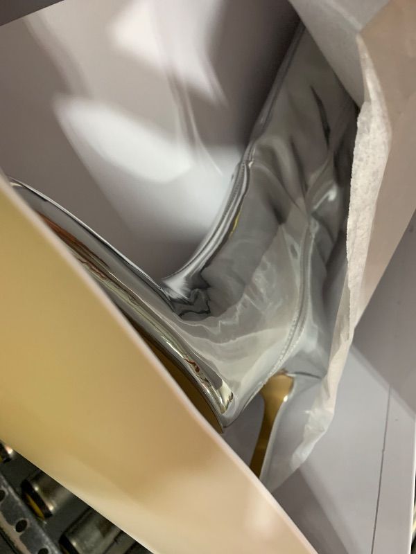 Photo 1 of The Drop Women's Gemini Tall Heeled Boot, Silver Mirror, 9
