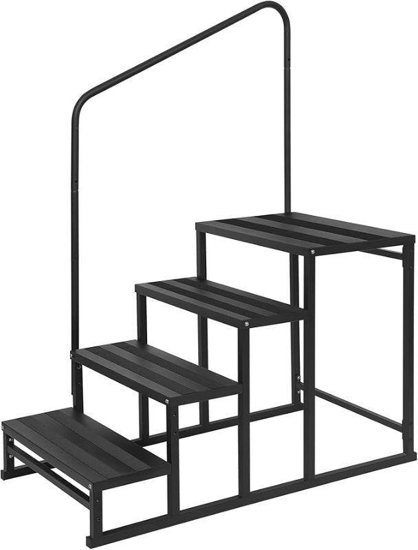 Photo 1 of RV Steps with Handrail for Both Sides, 4 Step Stool with Handle for Elderly w/Wide Platform & Anti-Slip Mats, Portable Stairs for Hot Tub/Camper/Mobile Home/Porch/SPA Pool/Pet Stairs