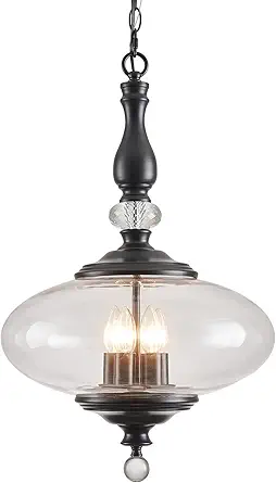 Photo 1 of BHBYEDYCK Modern Kitchen Island Pendant Light Matte Black Glass Pendant Light for Kitchens, Dining Rooms Stairs W 11.8 in. H 23.6 in.