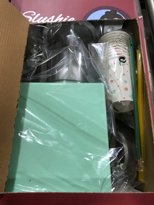 Photo 1 of Party Ice Slushie Machine for Home with 10 Cups & Spoon straws, Countertop Slushie Maker Frozen Drink Machine for Kitchen, Turn Any Sugary Drinks into Slushie, Aqua