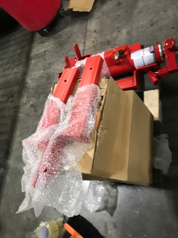 Photo 1 of Sunex Tools 7796 1,000 lb Telescopic Transmission Jack, Air/Hydraulic, Foot & Hand Pump, Adjustable Saddle Arms, 73.5 in Max Height