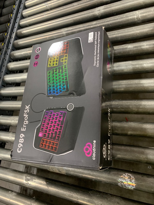 Photo 1 of Cloud Nine C989M Ergonomic Mechanical Keyboard for PC - Kailh Tactile Brown Switches - RGB Light Up LED Backlit with USB - Ergo Split Key Board with Macro