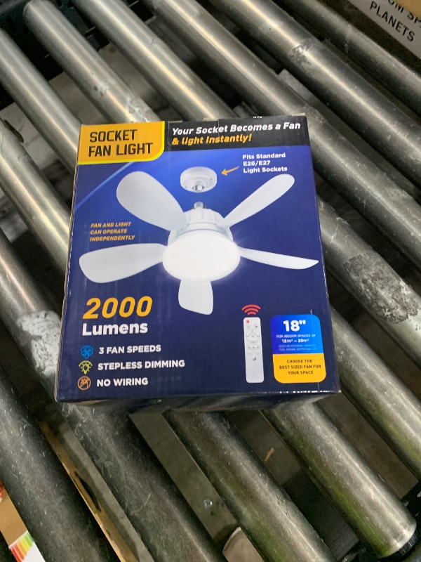 Photo 1 of OSTIVE Socket Fan Light with Remote: 18'' Small Ceiling Fans with Lights, 2000 Lumens Dimmable Led Bulb, 3 Colors 3000K-6500K, Easy Install Screw in E26 Base for Bedroom Living Room Kitchen Garage