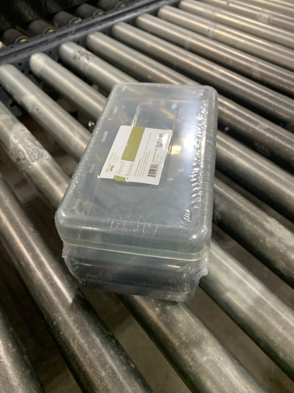 Photo 1 of Mr. Pen- Clear Pencil Boxes, 2 Pack, Black/Gray, Snap-Tight Lid, Plastic Pencil Box Organizer, 7.9"x4.5"x2.4"