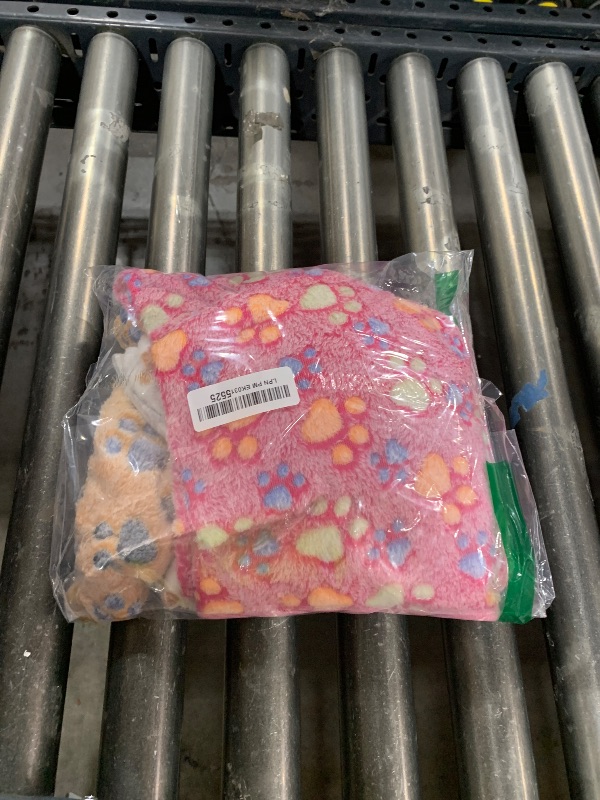 Photo 1 of 1 Pack 3 Blankets Fluffy Premium Fleece Soft Pet Blanket Flannel Throw for Cat Dog Puppy (Medium 30x20'', Paw-White/Pink/Brown)