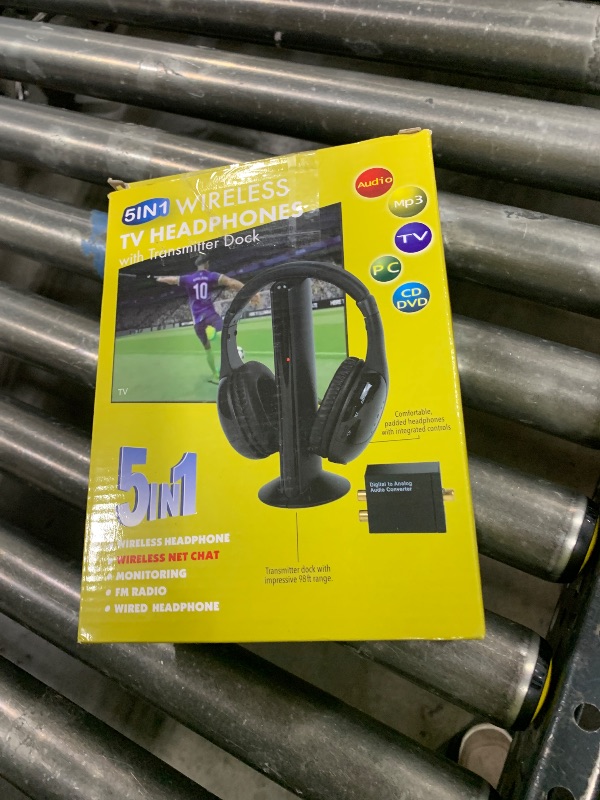 Photo 1 of Wireless TV Headphones, Wireless Headphones for TV Watching with Transmitter Base, Wireless TV Headset with FM Radio Monitor Function for Seniors, Support RCA, AUX, Optic and Coaxial Audio Out Port