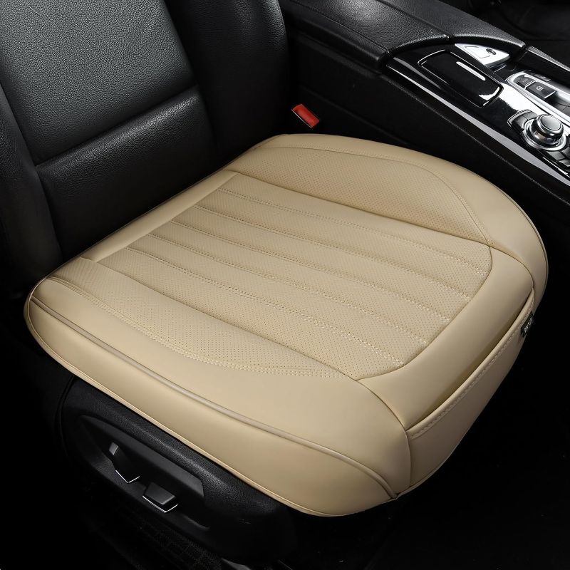 Photo 1 of 2 Pack Front Car Seat Bottom Covers, Universal Auto Seat Cushions, Nappa Leather Full Wrapping Edge Compatible with Most of Vehicles - SUVs/Sedans/Pickup Trucks, Beige
