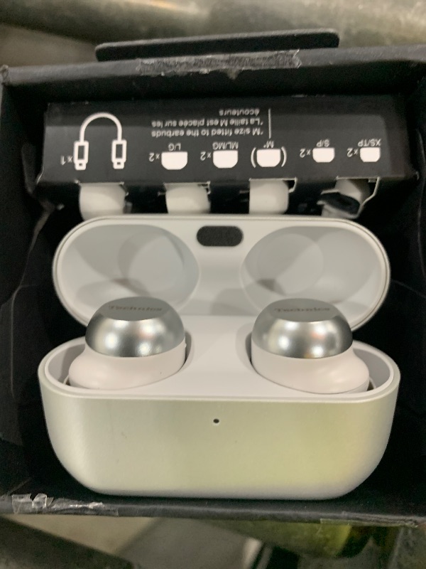 Photo 1 of Technics Reference Class Hi-Fi Wireless Earbuds, Dolby Atmos with Head Tracking, Adaptive Noise Cancelling, 3 Device Multipoint, 10-hr Battery, Wireless Charging, Improved Fit - EAH-AZ100-S (Silver)