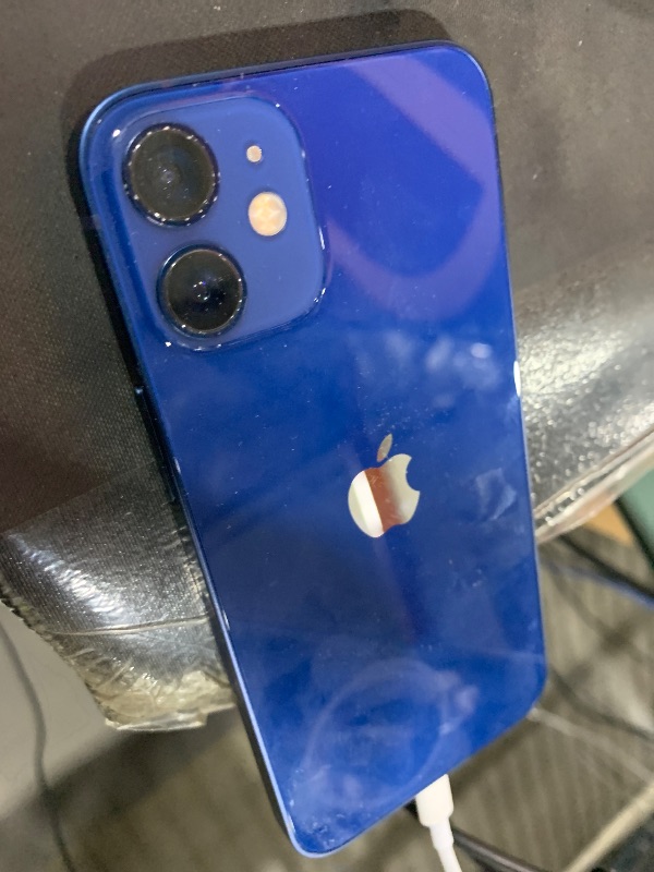 Photo 1 of Apple iPhone 12 Mini, 64GB, Blue - Unlocked (Renewed) with charging cable 